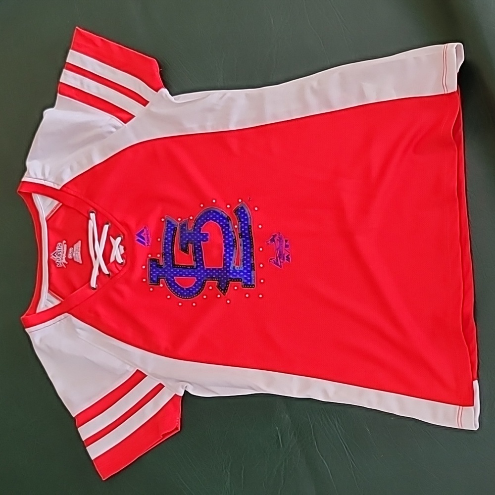 St Louis Cardinals Baseball Jersey Shirt with Lace up front and sequin detail